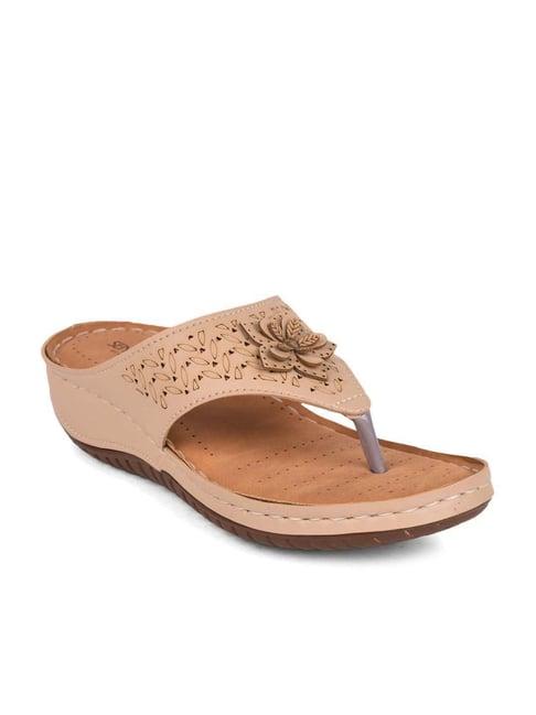 senorita by liberty women's beige thong wedges