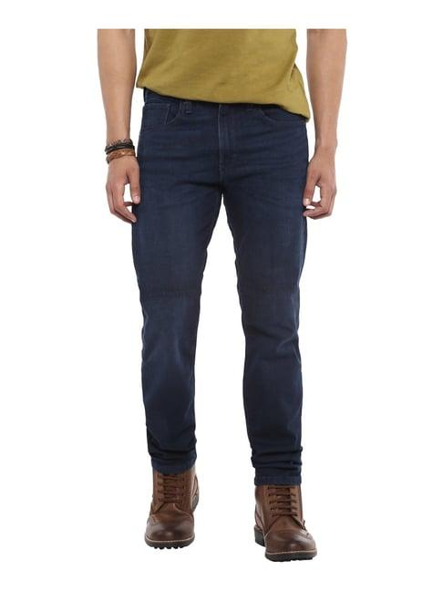 royal enfield navy regular fit jeans