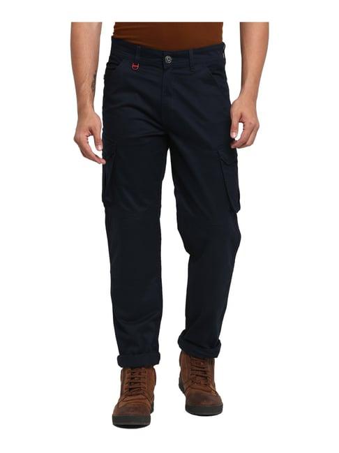 royal enfield navy cotton regular fit cargos