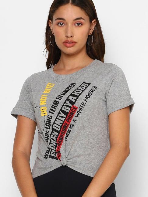 forever 21 grey melange graphic print tee