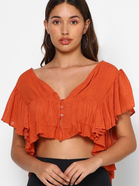 forever 21 orange regular fit crop top