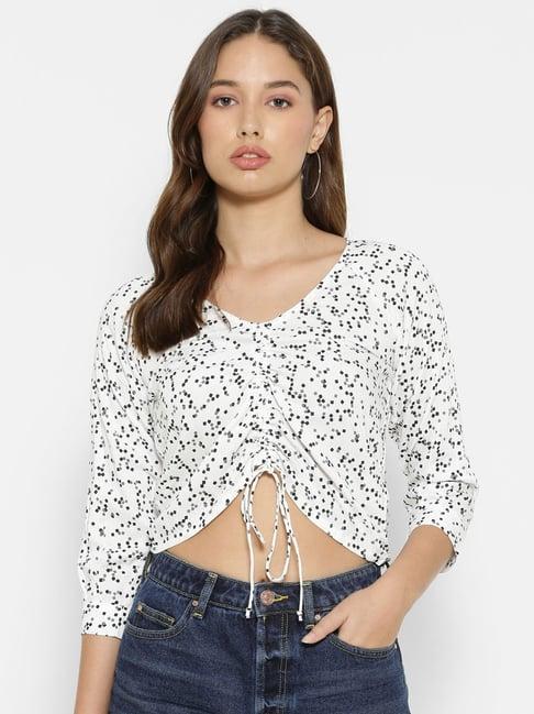 forever 21 white & black printed top