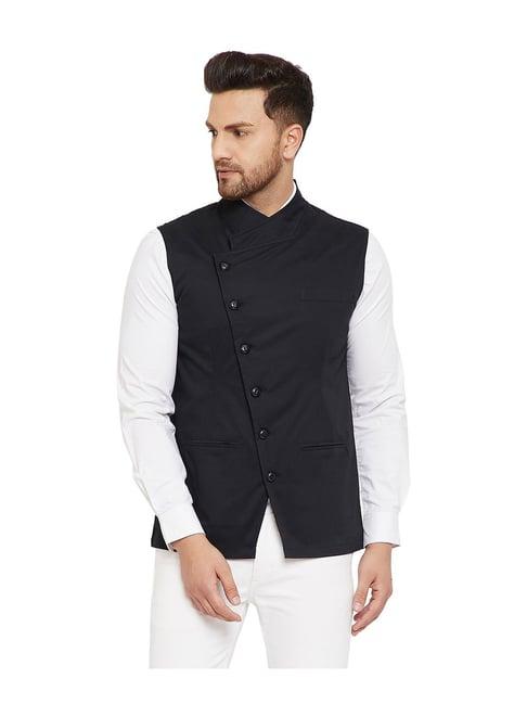 hypernation black regular fit waistcoat