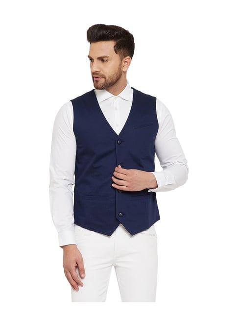 hypernation navy regular fit waistcoat