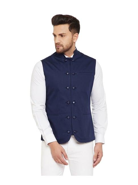 hypernation navy regular fit waistcoat