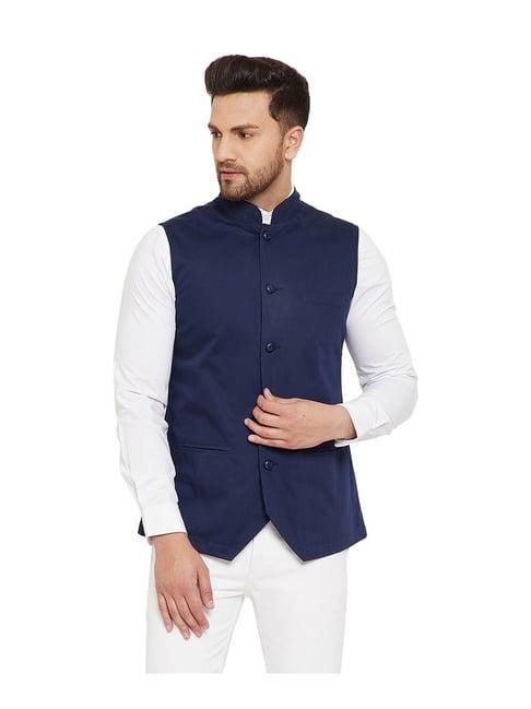 hypernation navy regular fit waistcoat