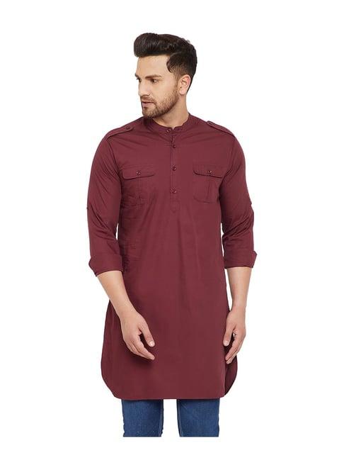 hypernation maroon regular fit kurta