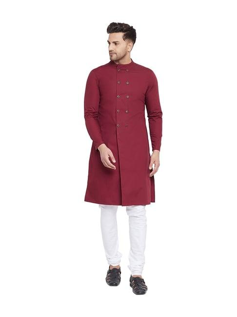 hypernation maroon regular fit kurta