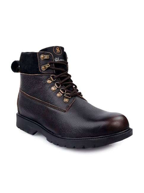 shences men's brown biker boots