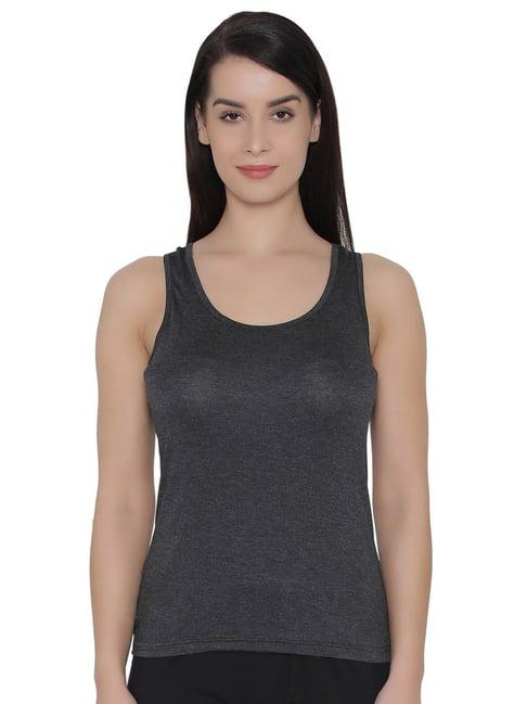 clovia grey textured tank top