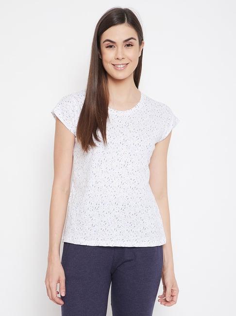 clovia white printed top