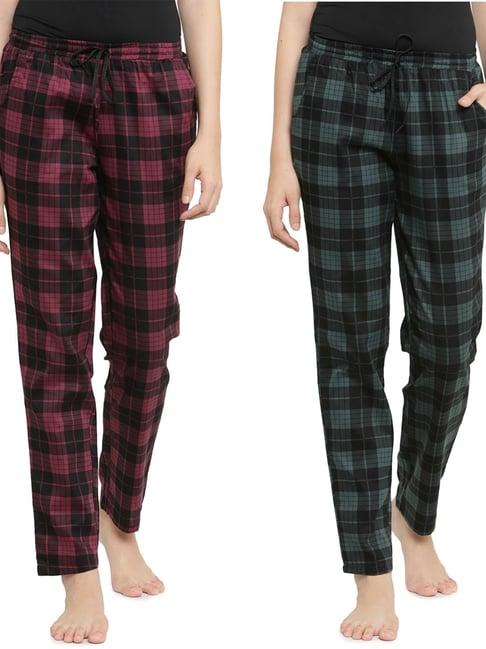 claura multicolor checks pyjamas set (pack of 2)