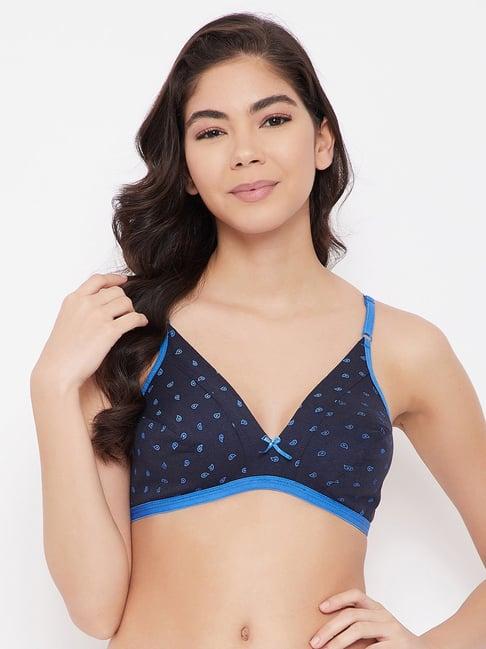 clovia navy non wired non padded plunge bra