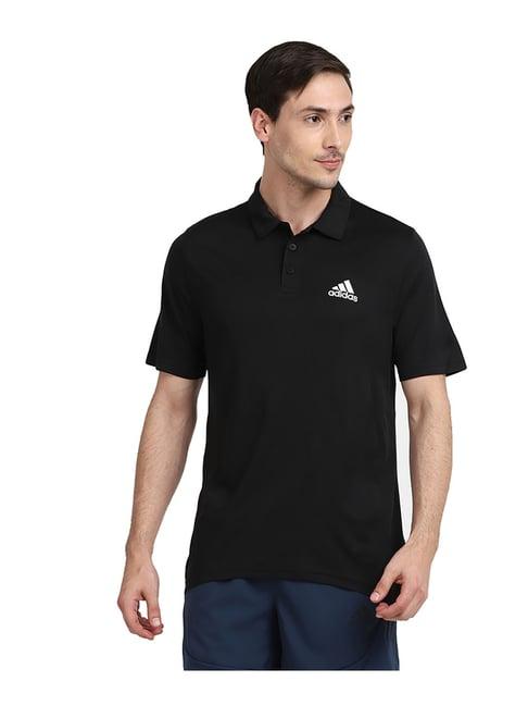 adidas black regular fit polo t-shirt