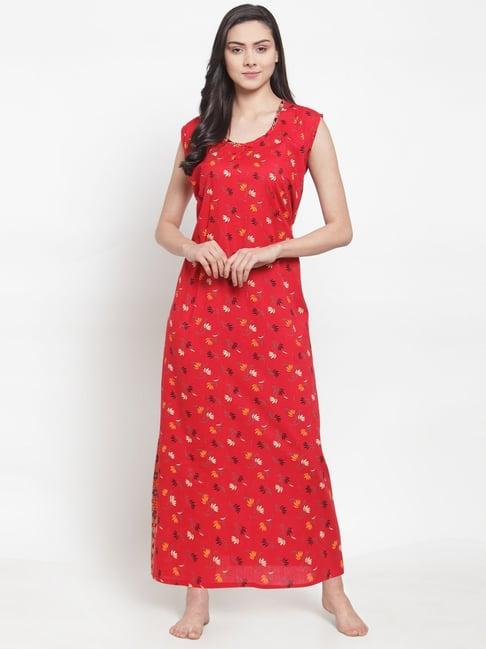 secret wish red floral print nighty