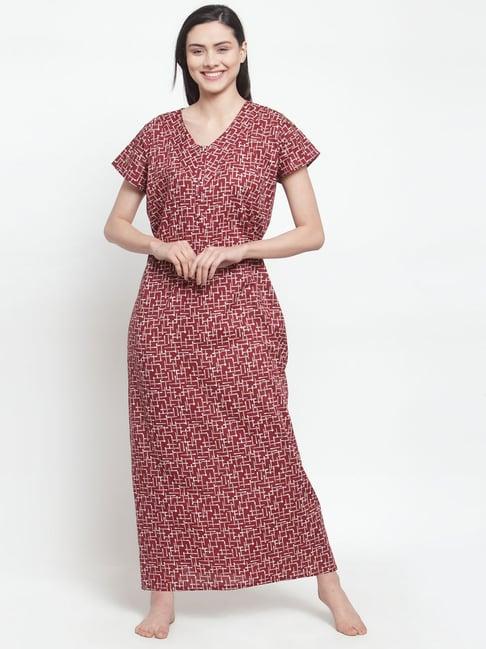 secret wish maroon printed nighty