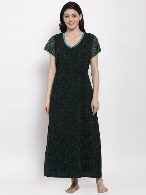 secret wish dark green printed nighty