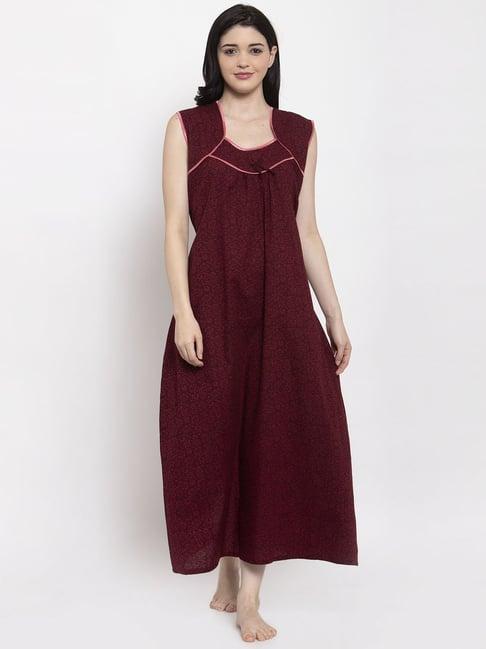 secret wish maroon printed nighty