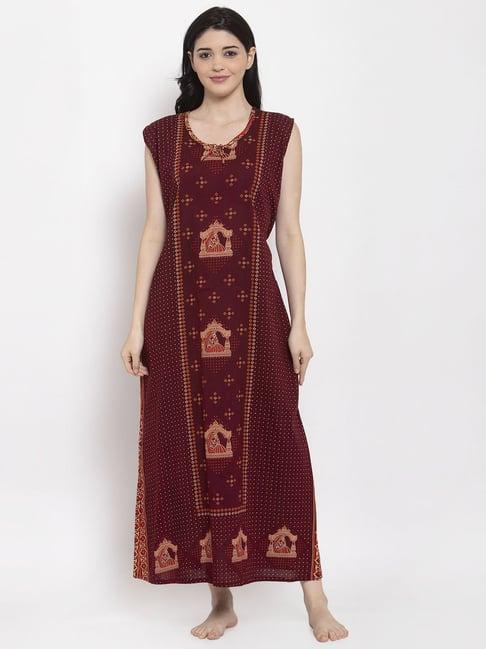 secret wish brown printed nighty