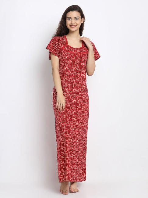 secret wish red printed nighty