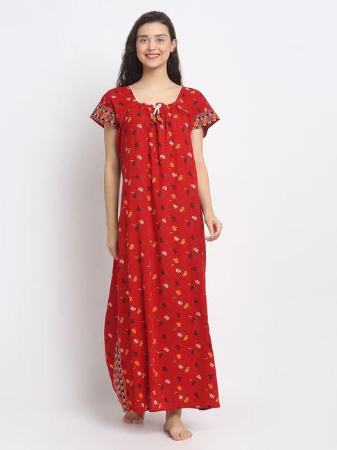 secret wish red printed nighty