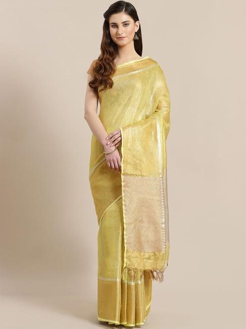 kalakari india yellow saree with unstitched blouse