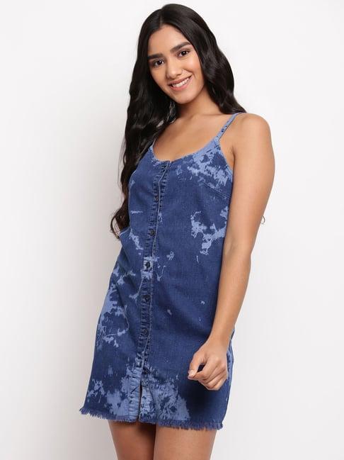 tales & stories blue regular fit dress