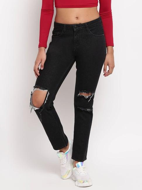 tales & stories black distressed jeans