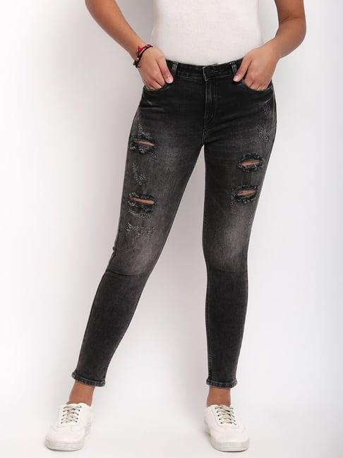 tales & stories black distressed jeans