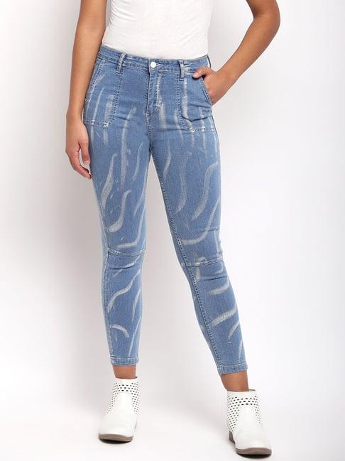 tales & stories blue printed jeans