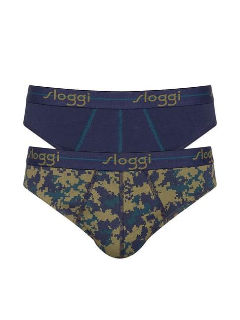 sloggi navy & green printed briefs - pack of 2