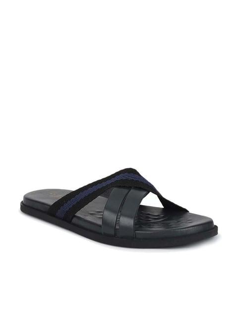 louis philippe men's black cross strap sandals