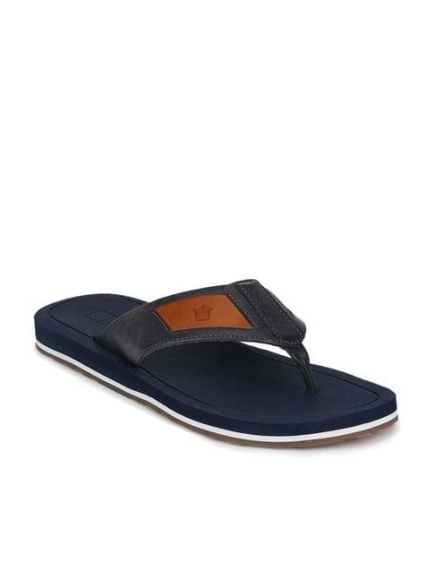 louis philippe men's grey & navy flip flops