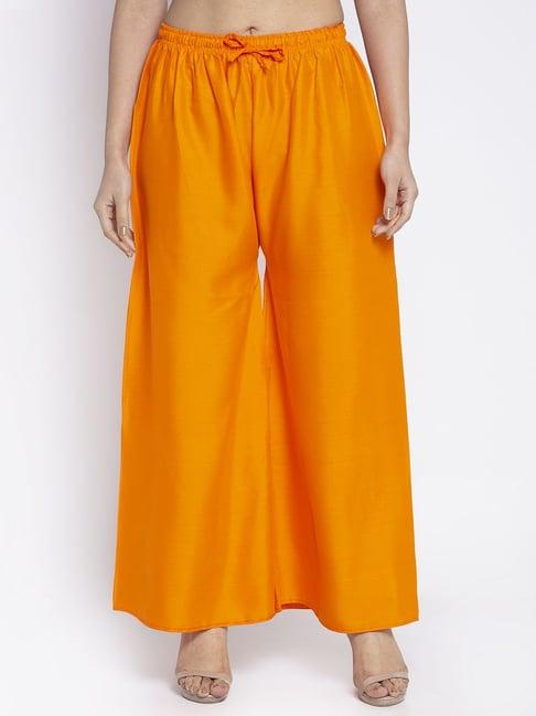 gracit orange flared fit rayon palazzos