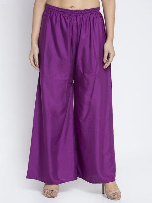 gracit purple flared fit rayon palazzos