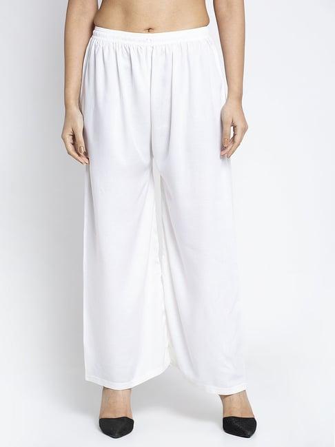 gracit off white flared fit rayon palazzos