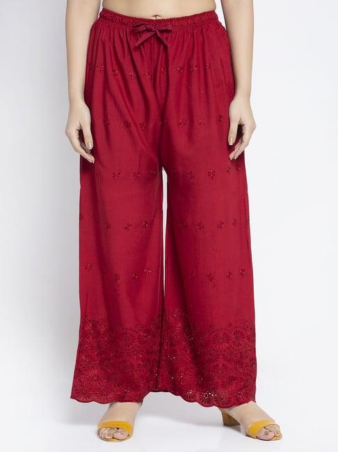 gracit maroon flared fit rayon palazzos