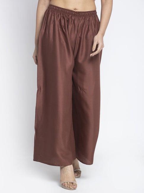 gracit brown flared fit rayon palazzos