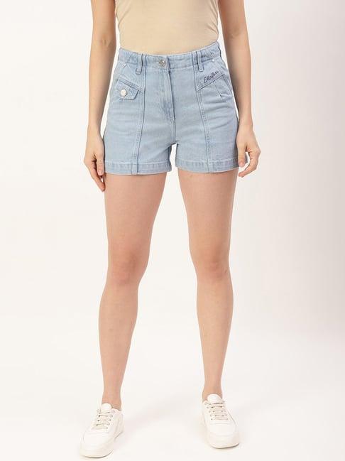 elle blue relaxed fit denim shorts