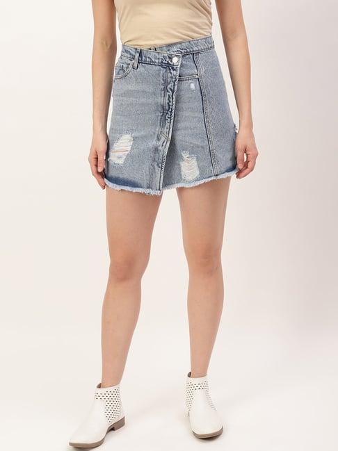 elle blue denim skirt