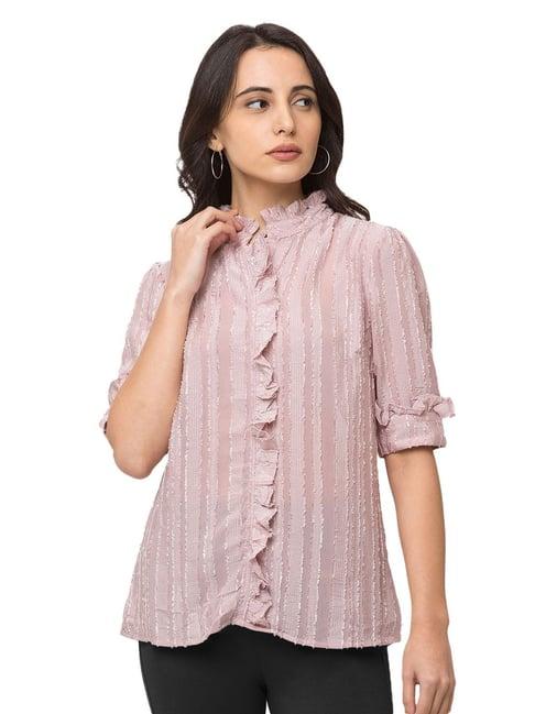 sheczzar pink striped shirt style top