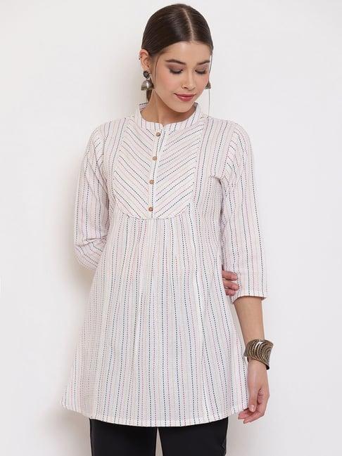 janasya white striped tunic