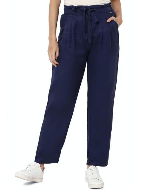 solly by allen solly navy straight fit pants