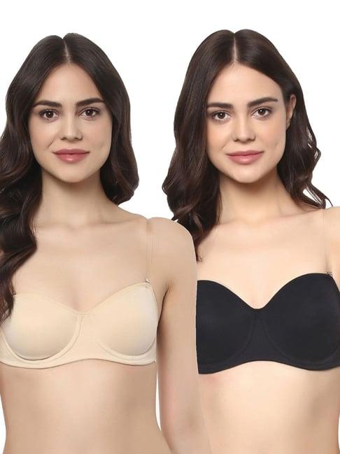 soie multicolor under wired non padded balconette bra - (pack of 2)