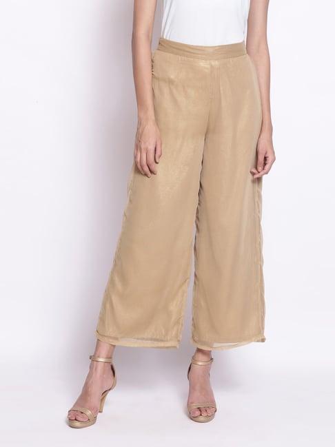 wishful by w beige regular fit palazzos