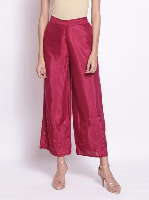 wishful by w pink embroidered palazzos