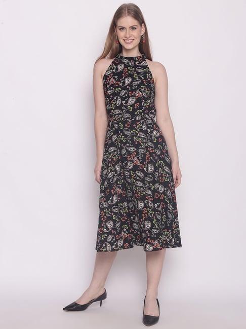 zink london black floral print dress