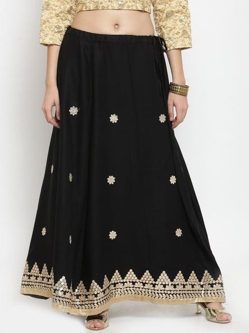 clora creation black embroidered skirt