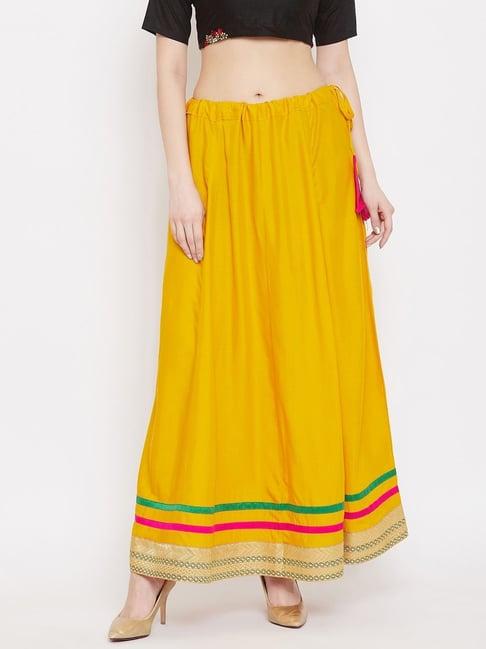 clora creation yellow regular fit skirt