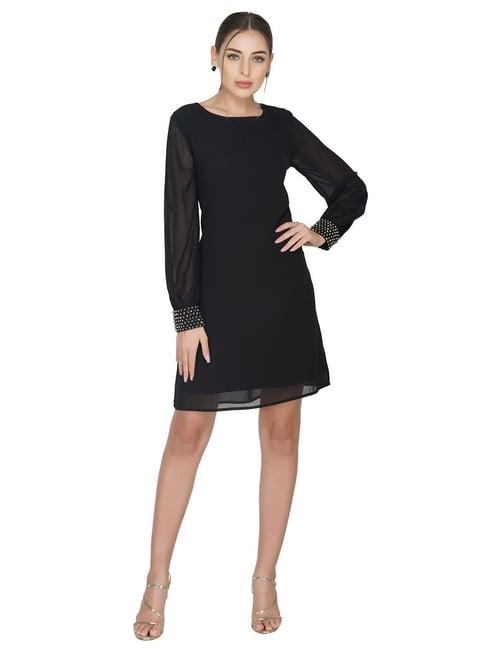 attic salt black embellished dress